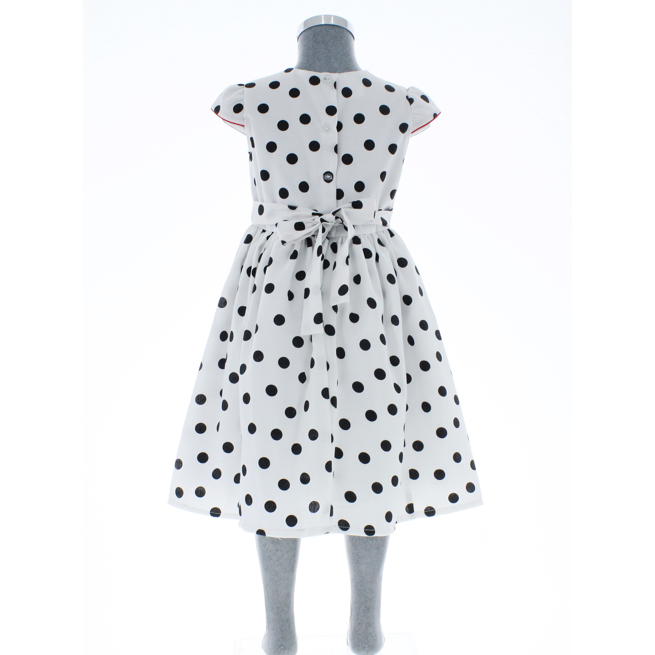 Foto 4 pulgar | Vestido Para Niña Chicos Olé 2965 Blanco Con Puntos Negros Elegant
