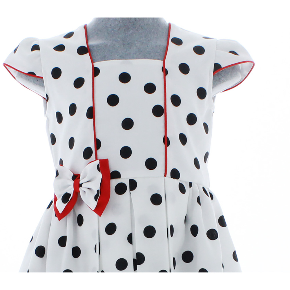Foto 5 pulgar | Vestido Para Niña Chicos Olé 2965 Blanco Con Puntos Negros Elegant