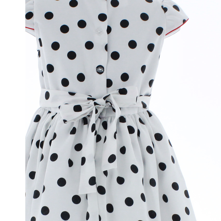 Foto 6 pulgar | Vestido Para Niña Chicos Olé 2965 Blanco Con Puntos Negros Elegant