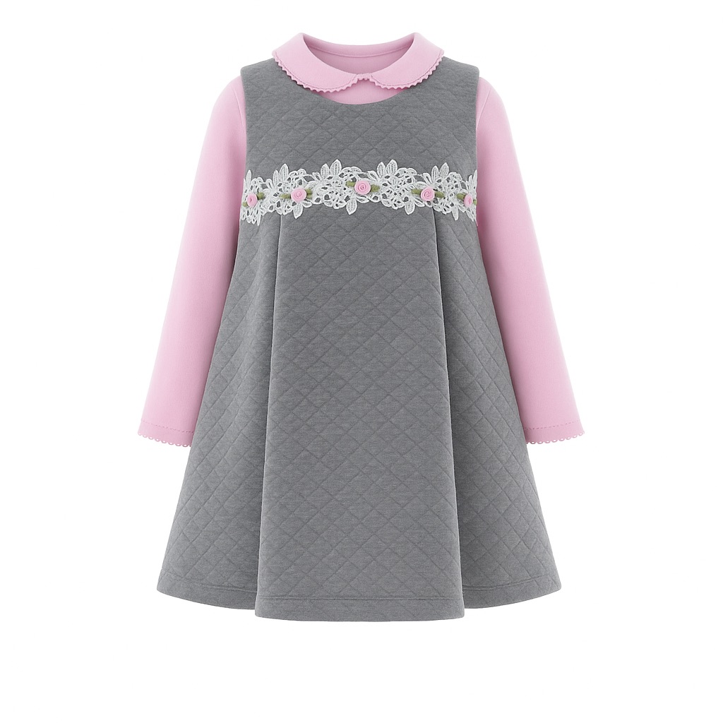 Foto 1 | Vestido Para Niña Chicos Olé 3228 Gris Manga Larga