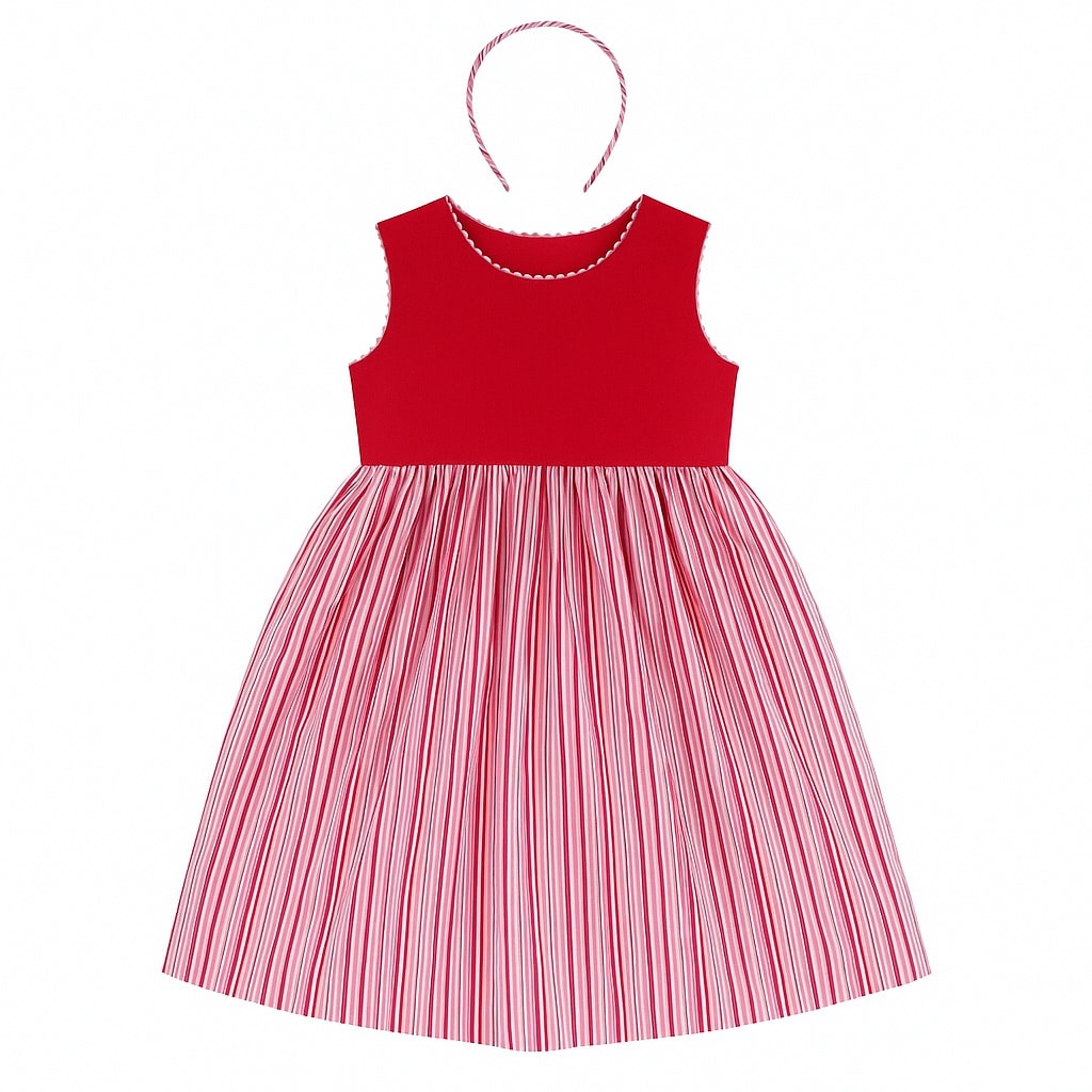 Vestido Para Niña Chicos Olé 3535 Rojo De Rayas $499