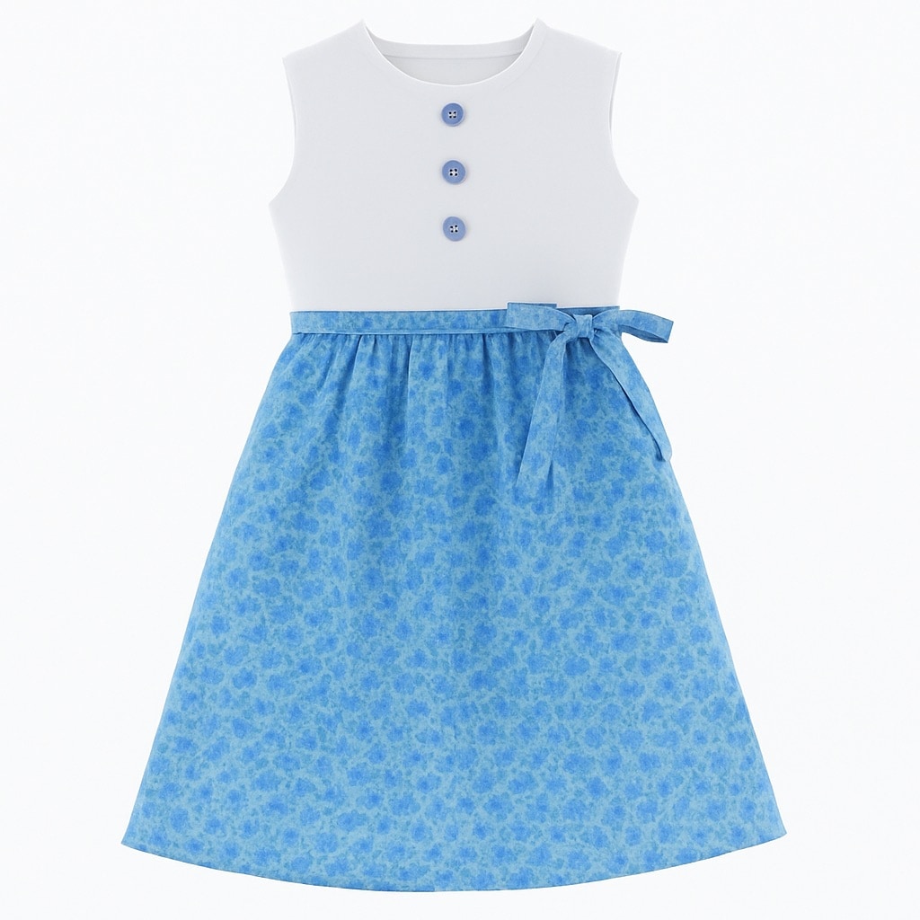Vestido Para Niña Chicos Olé 3419 Azul Sin Mangas $499