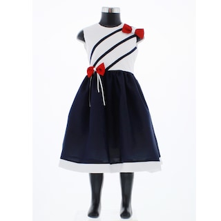 Foto 2 | Vestido Para Niña Chicos Olé 3534 Azul Y Blanco Con Moños Rojos