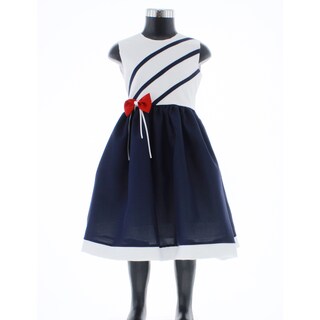 Foto 3 | Vestido Para Niña Chicos Olé 3534 Azul Y Blanco Con Moños Rojos