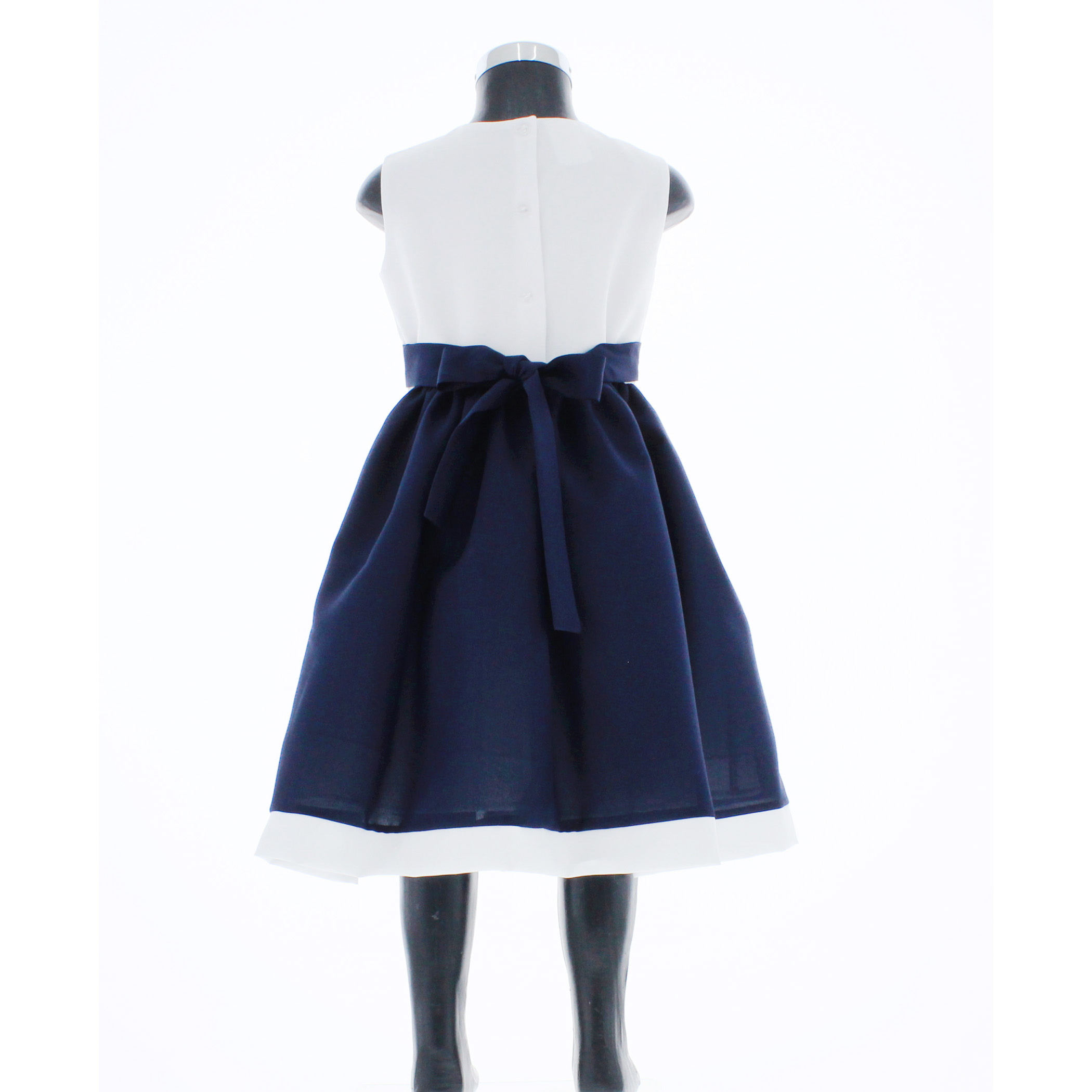 Foto 5 pulgar | Vestido Para Niña Chicos Olé 3534 Azul Y Blanco Con Moños Rojos