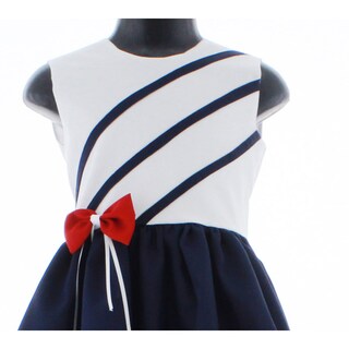 Foto 5 | Vestido Para Niña Chicos Olé 3534 Azul Y Blanco Con Moños Rojos