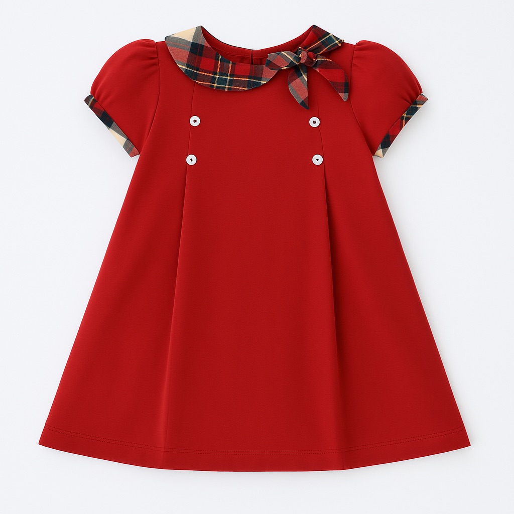 Foto 2 pulgar | Vestido Para Niña Chicos Olé 3270 Rojo Con Moño