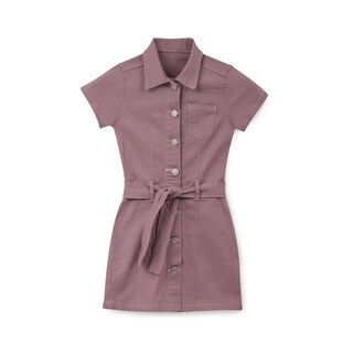 Foto 1 | Vestido Coqueta Para Niña De Algodón Rosa Con Botones Y Cinturón