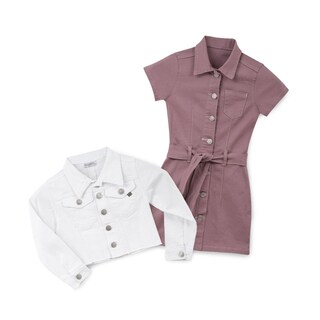 Foto 4 | Vestido Coqueta Para Niña De Algodón Rosa Con Botones Y Cinturón