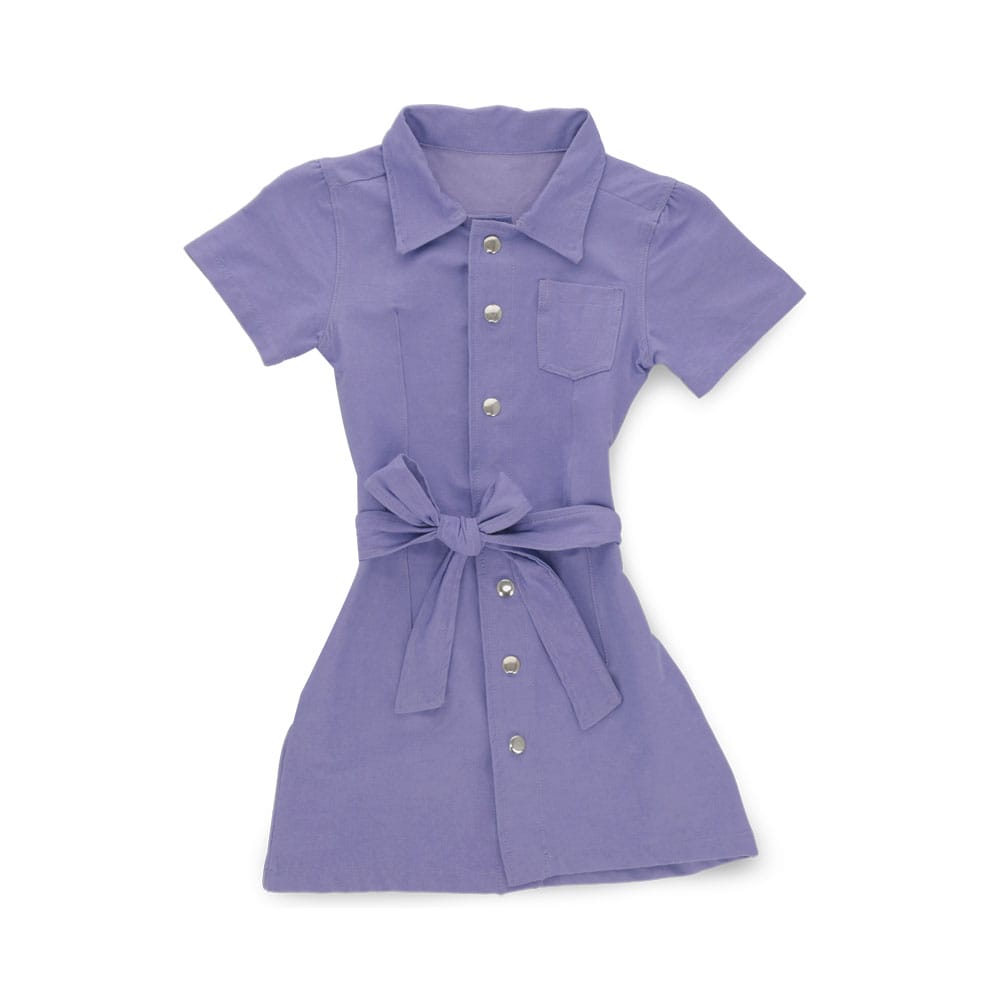 Foto 2 pulgar | Vestido Coqueta Para Niña De Algodón Lila Con Botones Y Cinturón