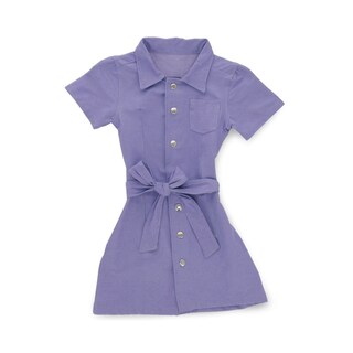 Foto 1 | Vestido Coqueta Para Niña De Algodón Lila Con Botones Y Cinturón
