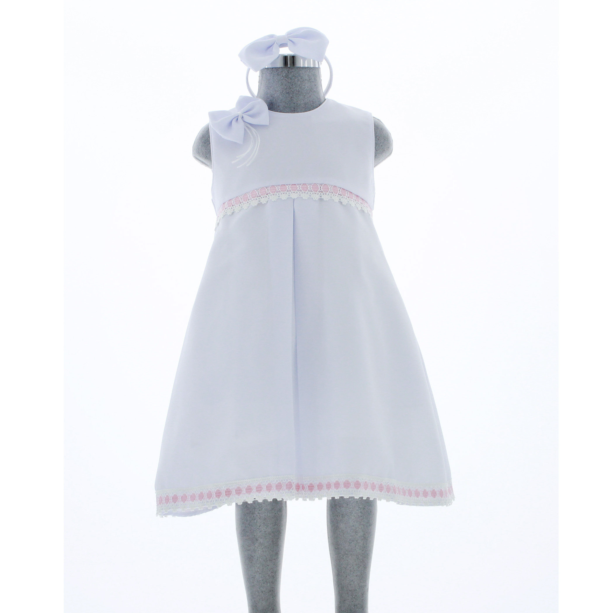 Foto 3 pulgar | Vestido Para Niña Chicos Olé 3478 Blanco Con Moño