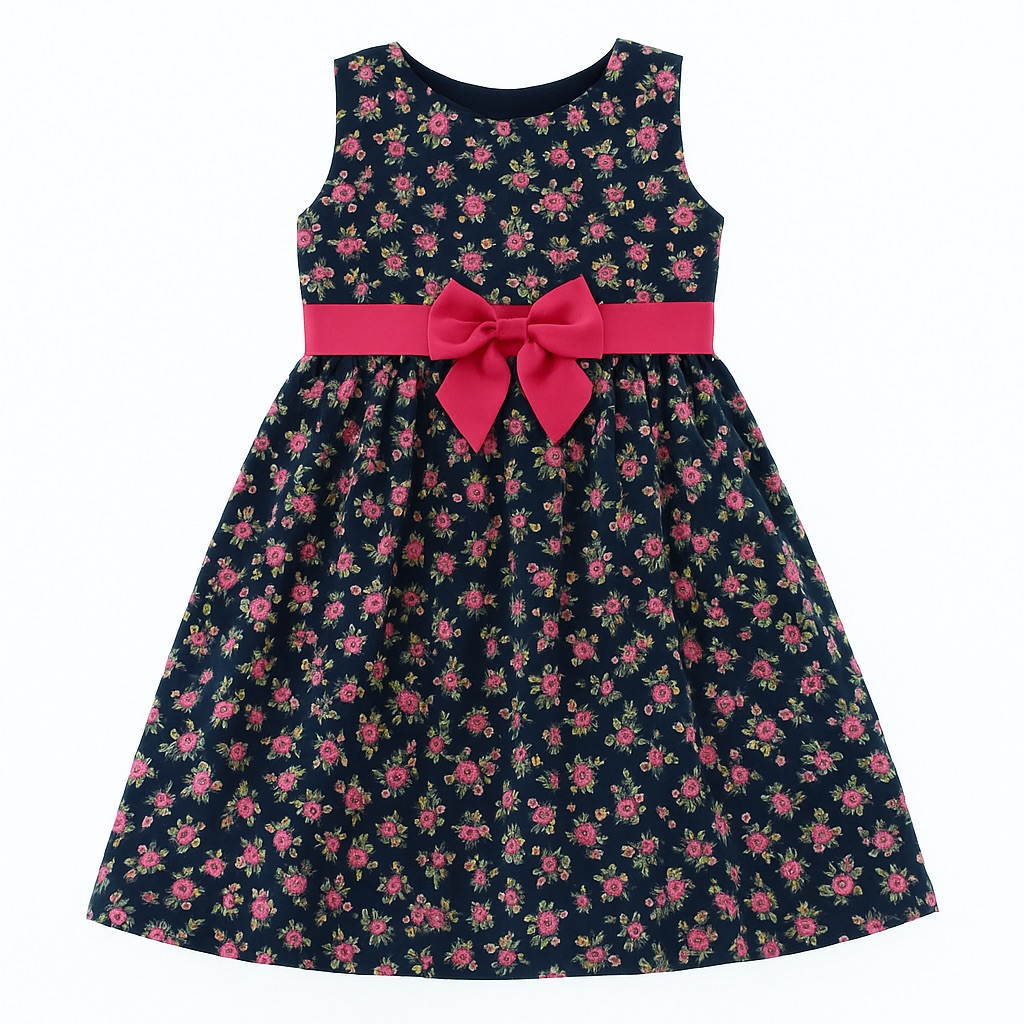Foto 2 pulgar | Vestido Para Niña Chicos Olé 3485 Azul Marino Estampado De Flores