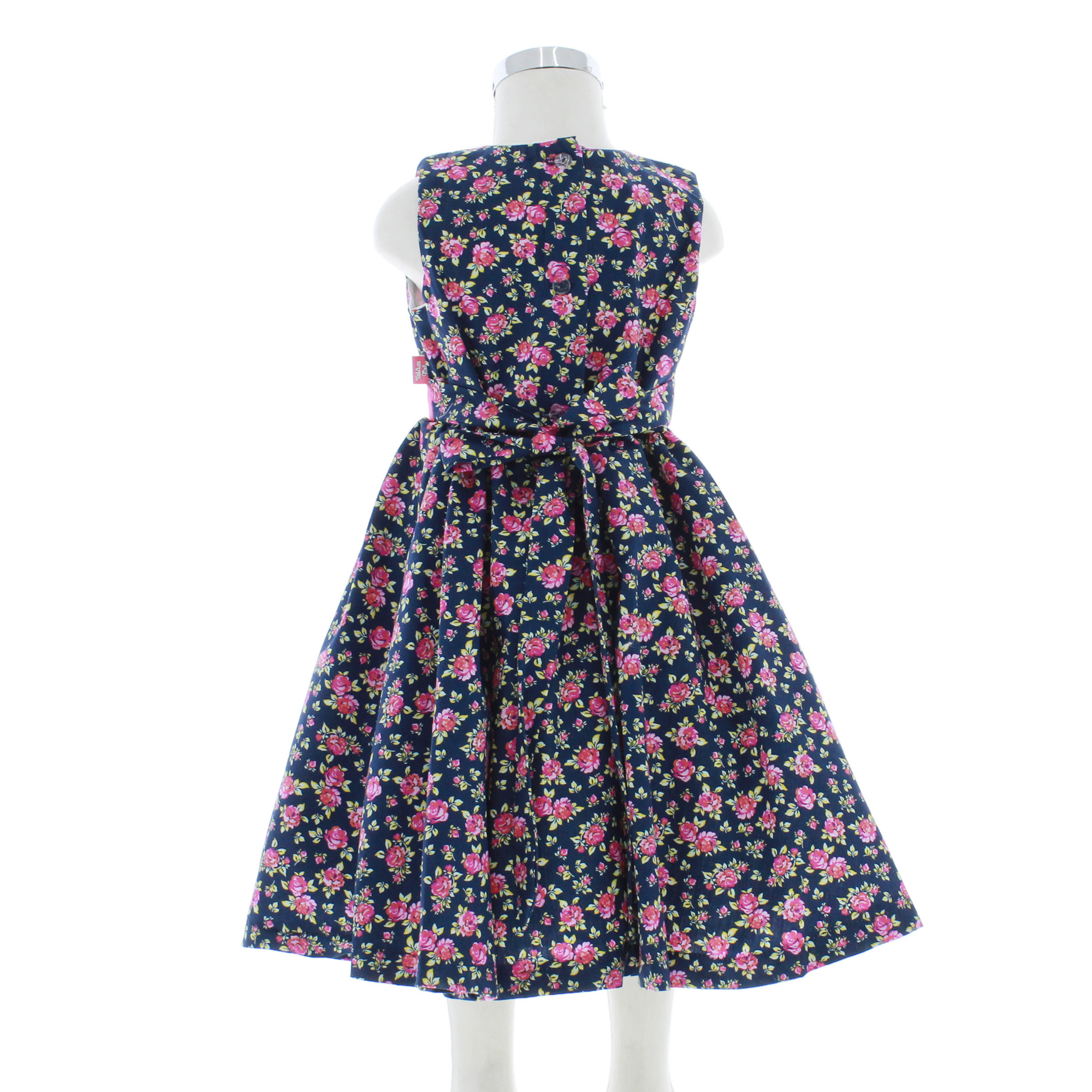 Foto 4 pulgar | Vestido Para Niña Chicos Olé 3485 Azul Marino Estampado De Flores