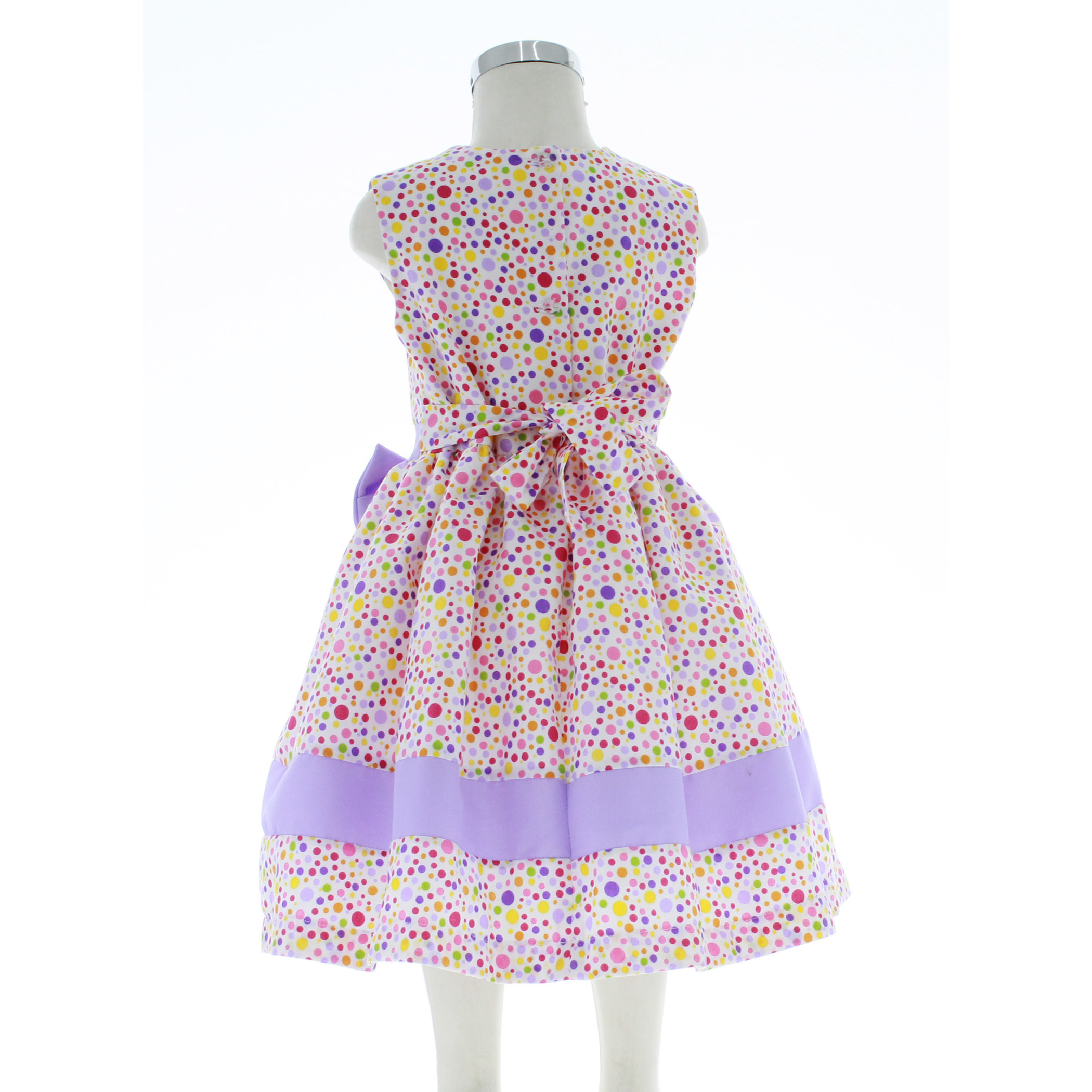 Foto 4 pulgar | Vestido Para Niña Chicos Olé 3484 Morado Puntos Multicolor Sin Mangas