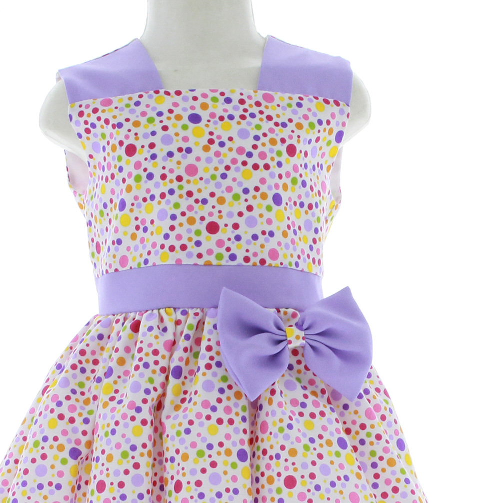 Foto 5 pulgar | Vestido Para Niña Chicos Olé 3484 Morado Puntos Multicolor Sin Mangas