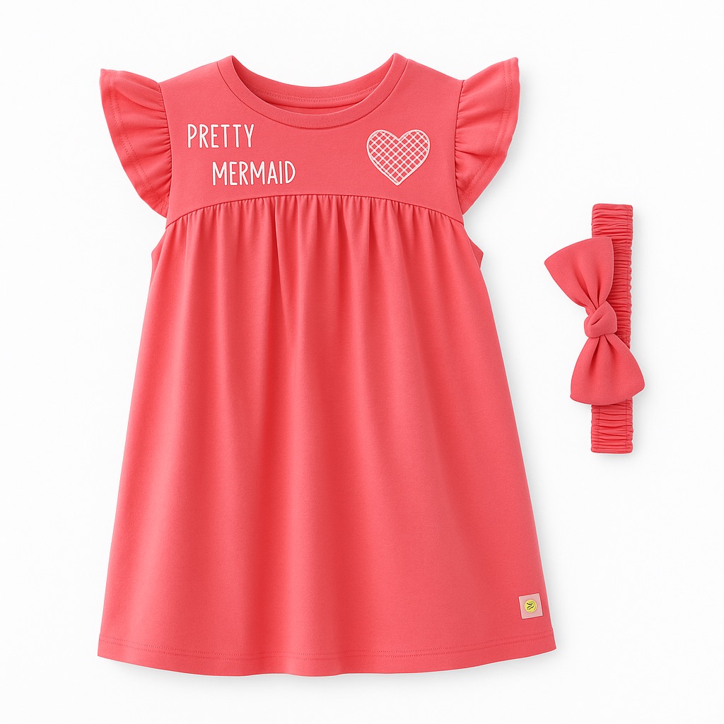Foto 2 pulgar | Vestido Para Niña Chicos Olé 3473 Rosa Coral Con Banda Para Cabello