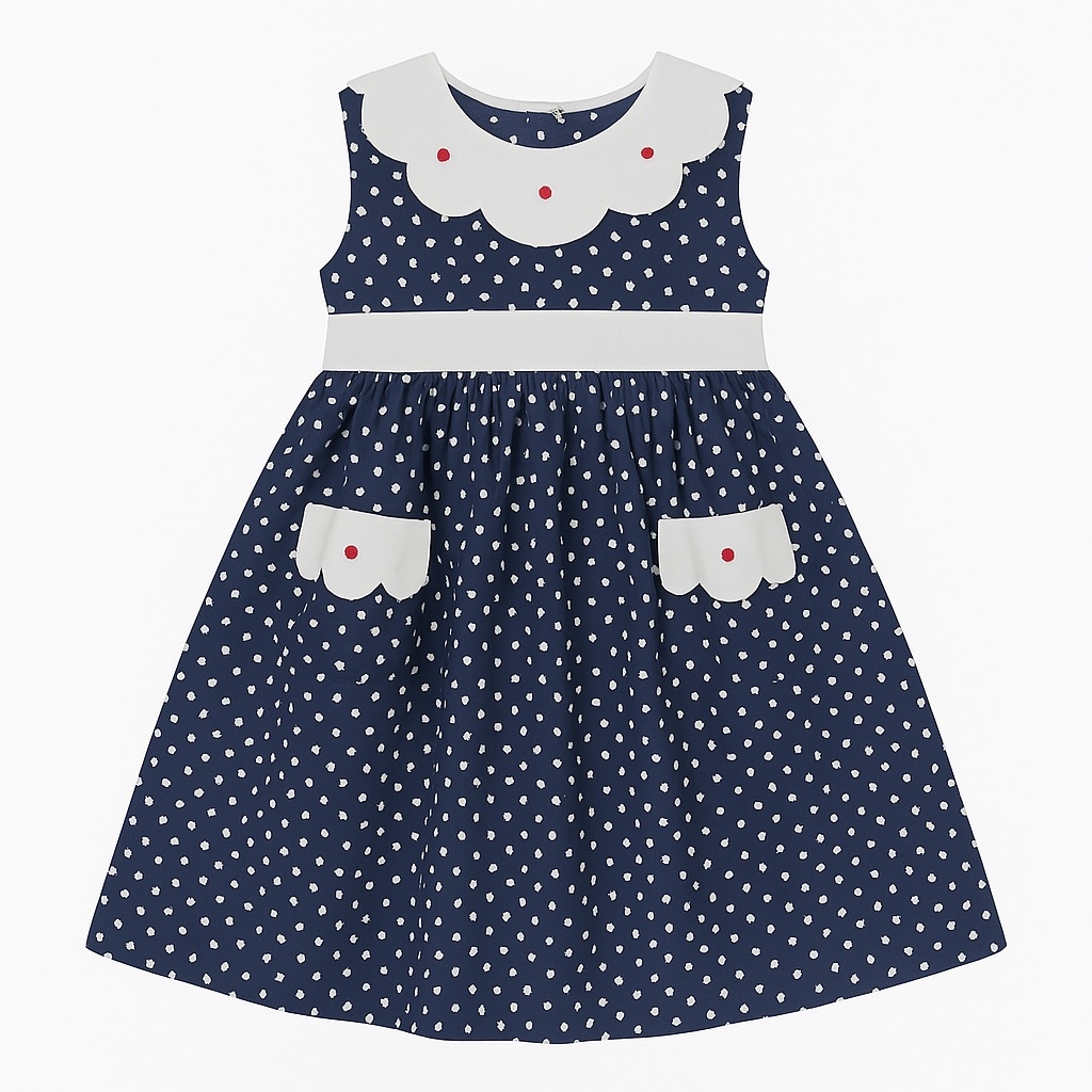Vestido Para Niña Chicos Olé 3476 Azul Estampado De Corazones $599