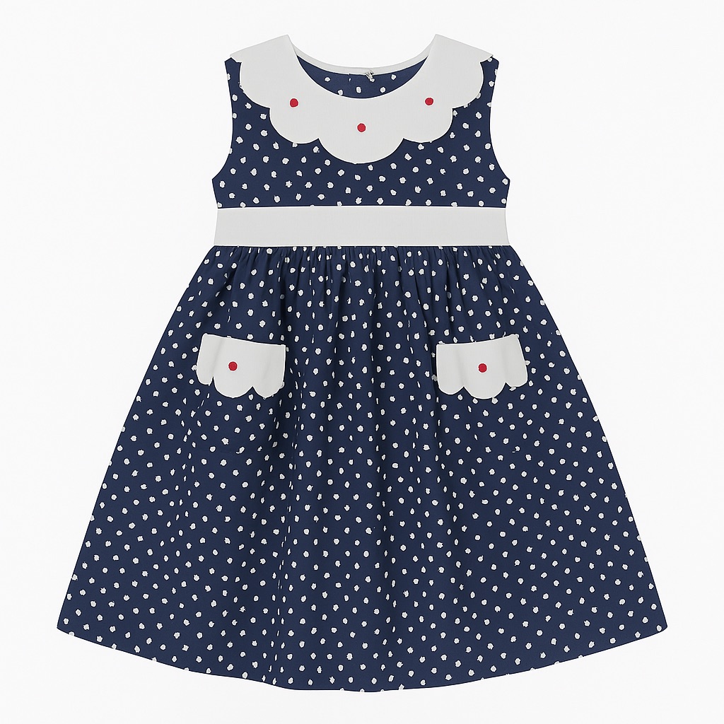 Foto 2 pulgar | Vestido Para Niña Chicos Olé 3476 Azul Estampado De Corazones