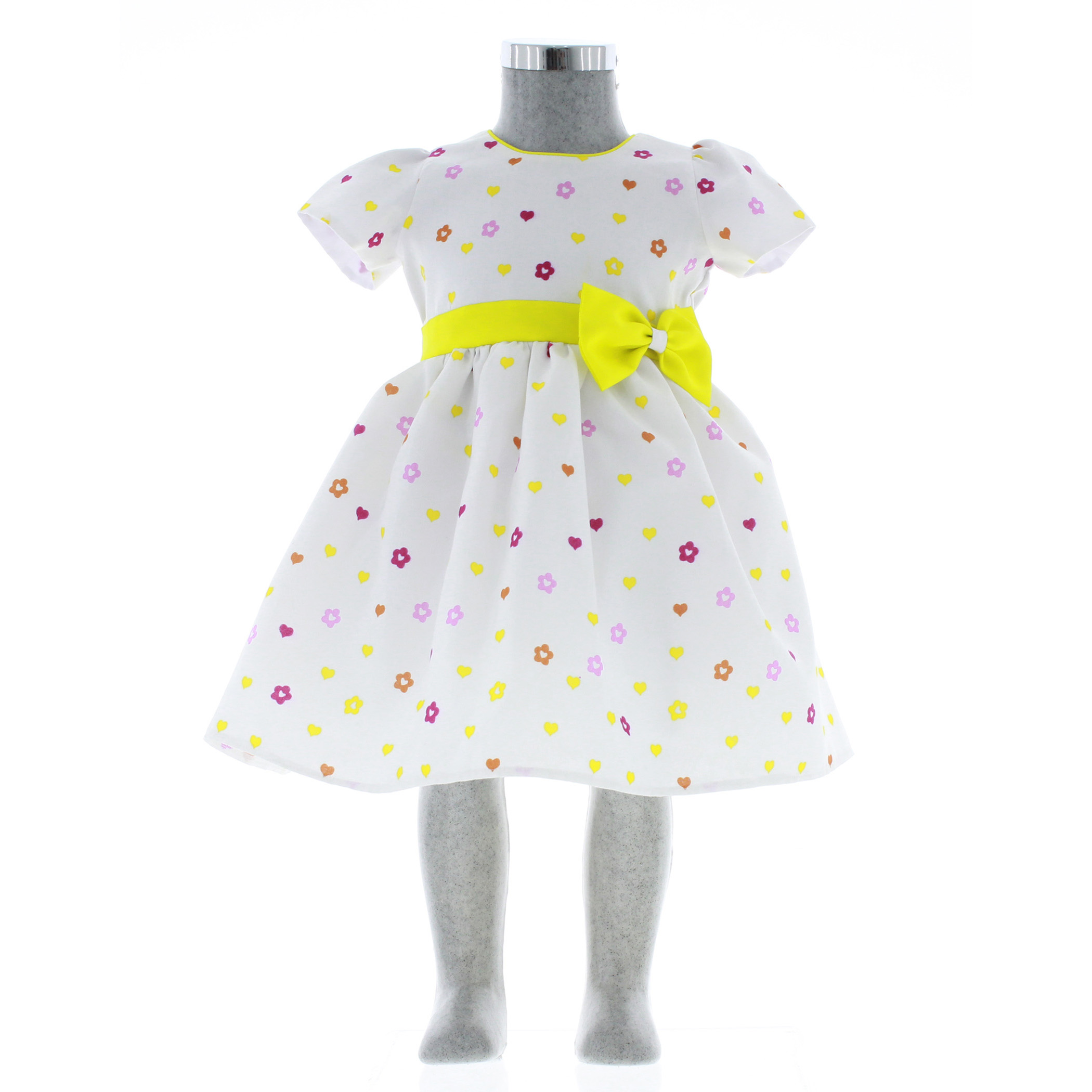 Foto 3 pulgar | Vestido Para Niña Chicos Olé 3402 Blanco Estampado De Corazones Y Flores