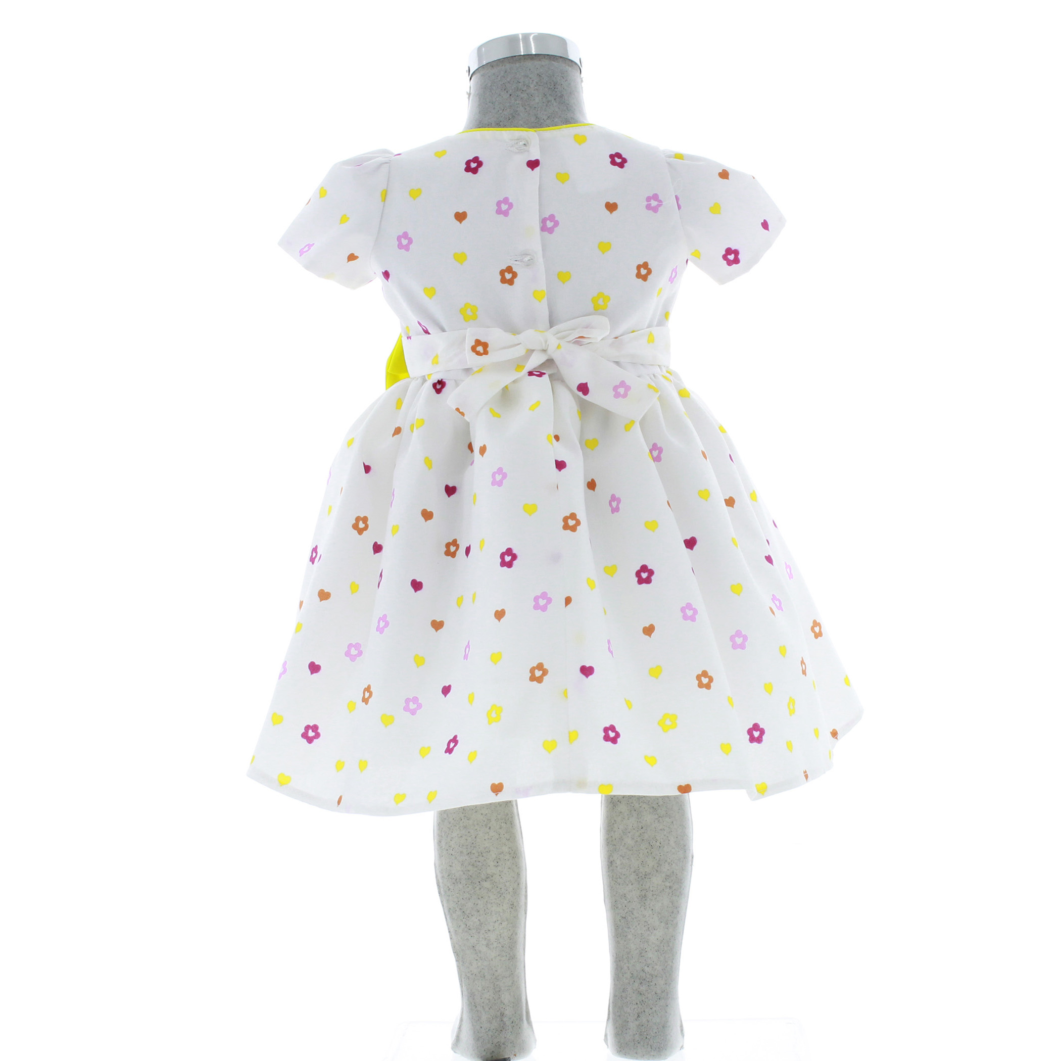 Foto 4 pulgar | Vestido Para Niña Chicos Olé 3402 Blanco Estampado De Corazones Y Flores