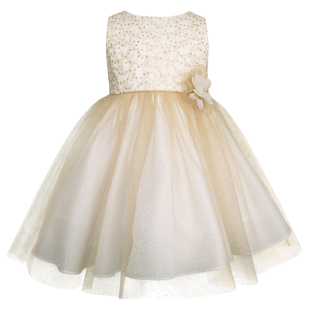 Foto 3 pulgar | Vestido Dorado De Fiesta Para Niña Con Moño Grande Gerat