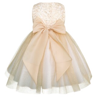 Foto 3 | Vestido Dorado De Fiesta Para Niña Con Moño Grande Gerat