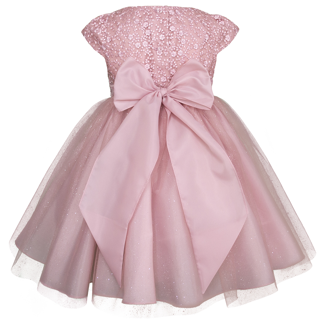 Foto 4 pulgar | Vestido Rosa De Fiesta Para Niña Con Moño Grande Gerat