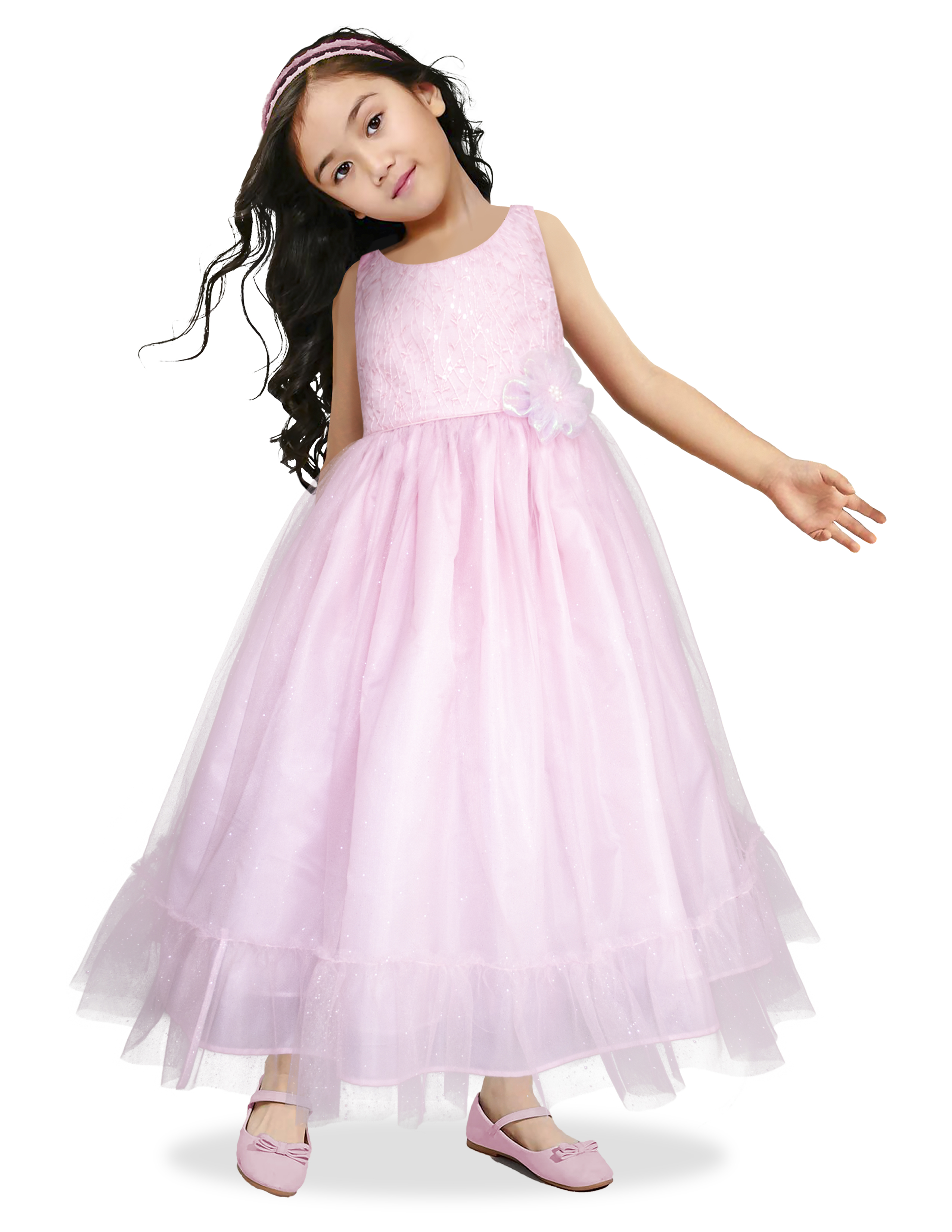 Vestido Rosa Largo De Fiesta Para Niña Gerat