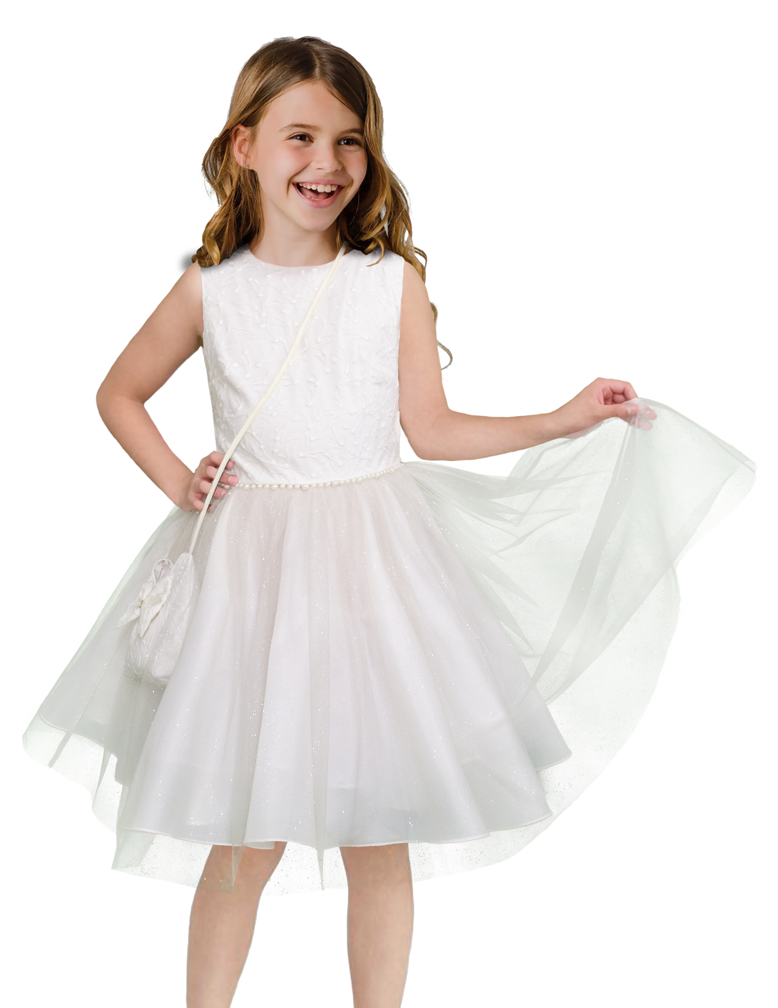 Foto 2 pulgar | Vestido Blanco De Ceremonia A La Rodilla Para Niña Junior Gerat