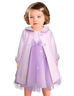 Foto 1 | Conjunto Abrigo Y Vestido De Fiesta Para Bebé Niña Lila Y Rosa