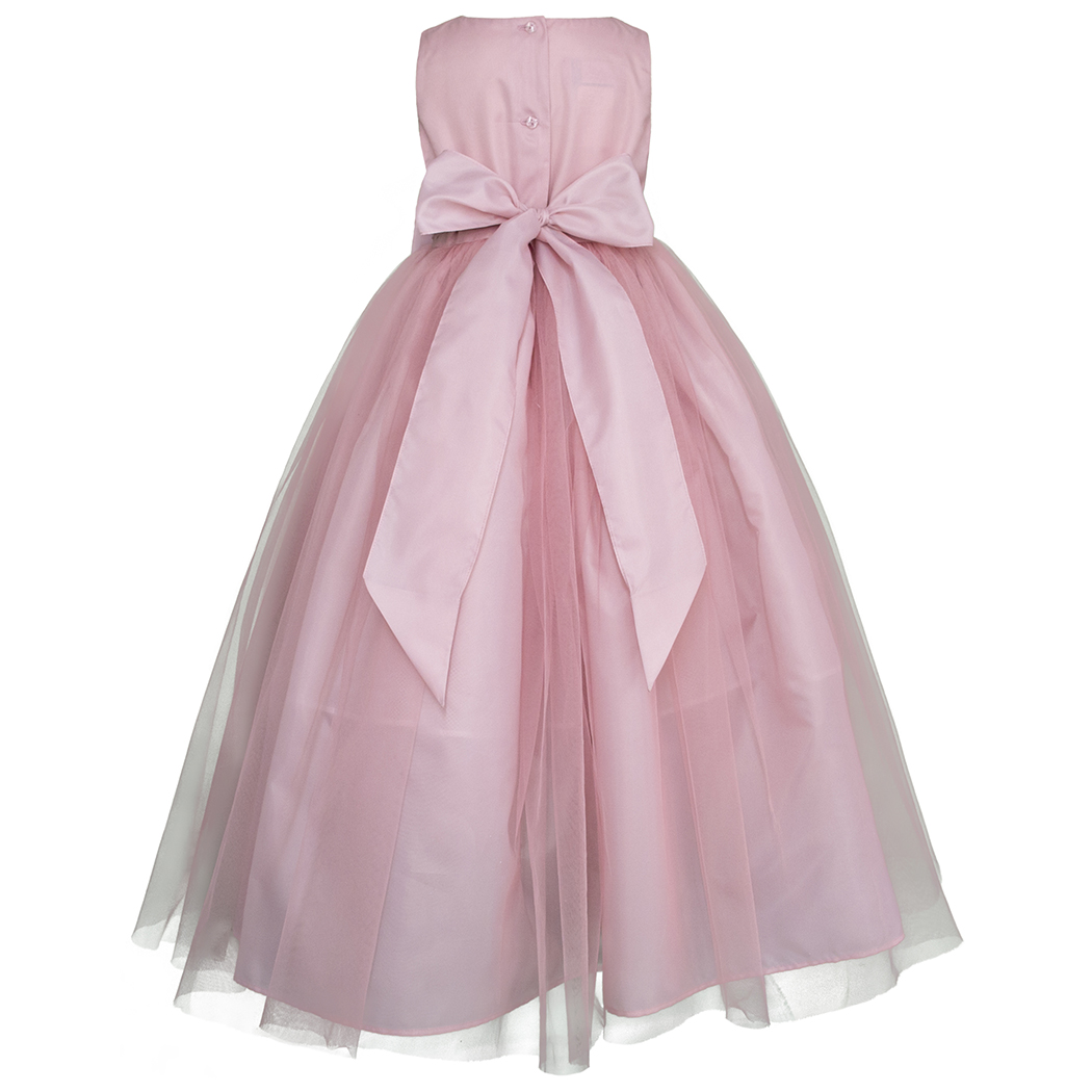 Foto 4 pulgar | Vestido Rosa Largo de Fiesta Para Niña Con Moño Gerat