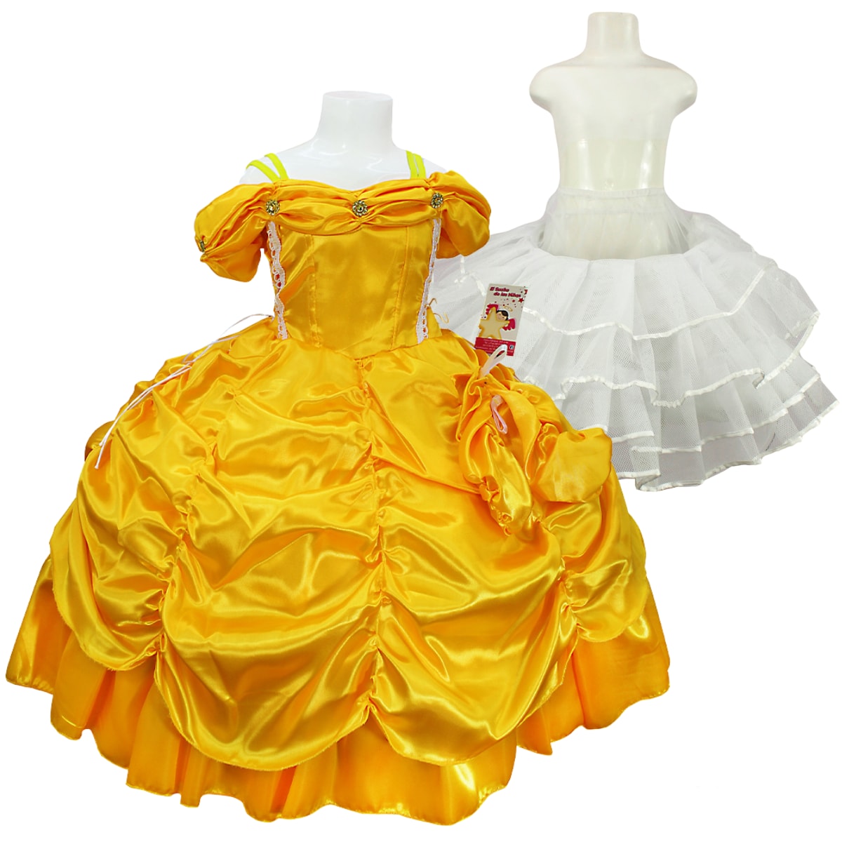 Disfraz Bella Y Bestia Niña + Vestido + Guantes + Faldilla