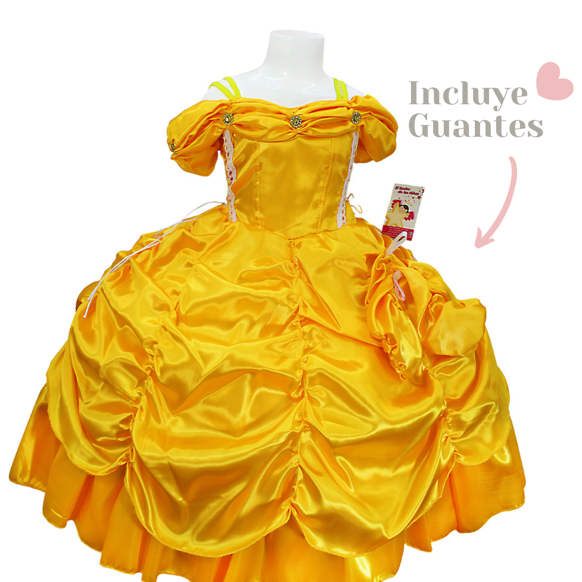 Foto 3 pulgar | Disfraz Bella Y Bestia Amarillo Niña Incluye Vestido Y Guantes