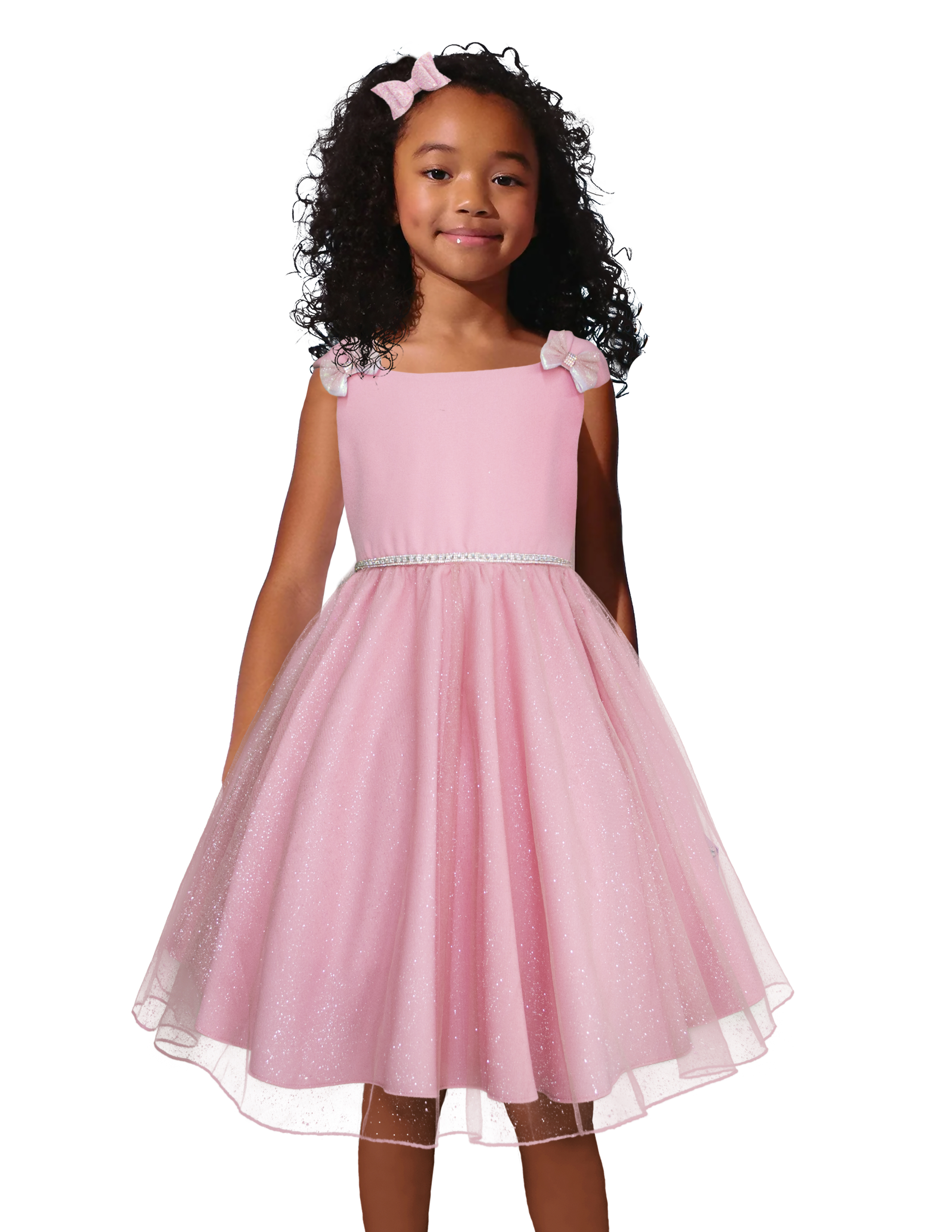 Foto 2 pulgar | Vestido Rosa De Fiesta Para Niñas Con Tul Y Moños Brillante Gerat