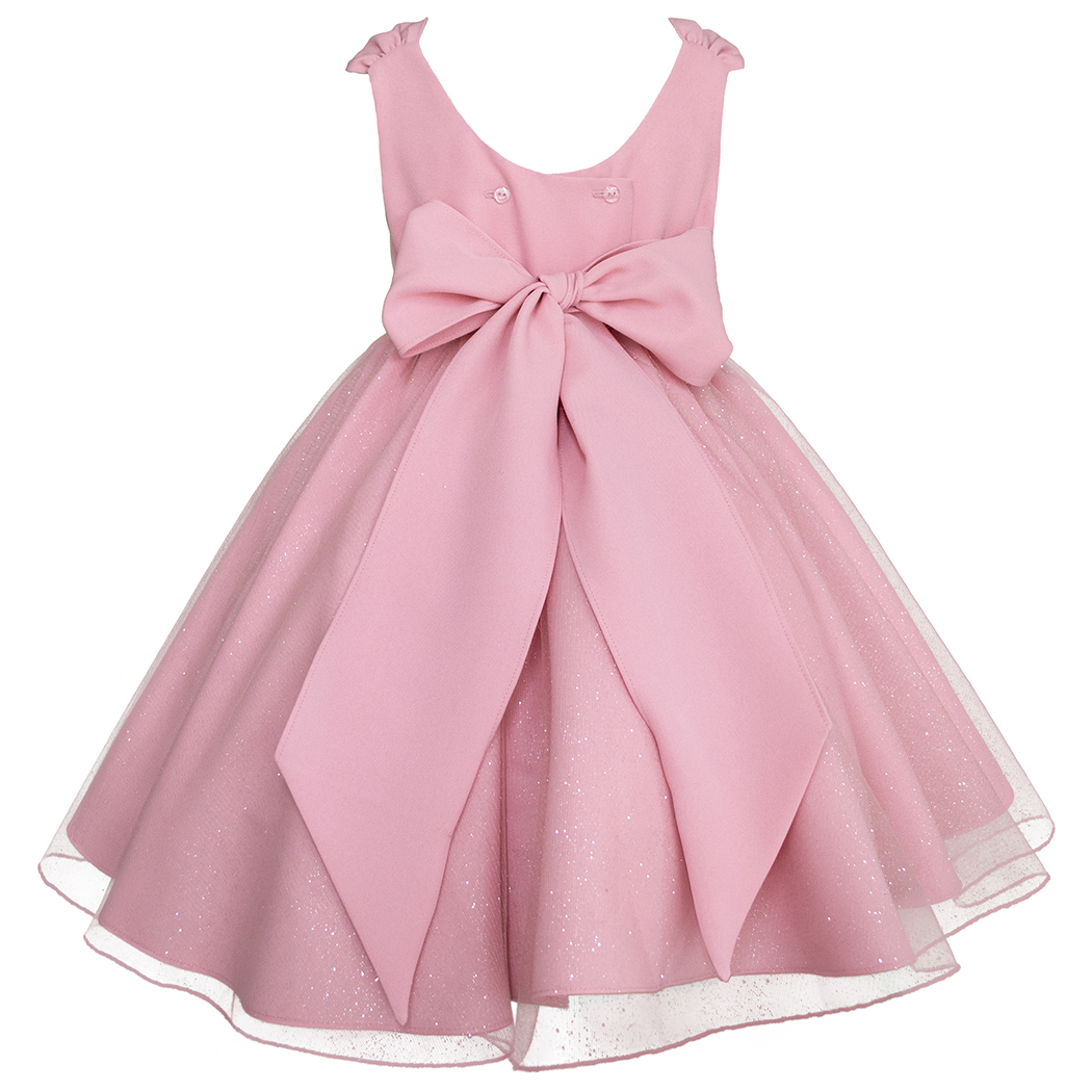 Foto 4 pulgar | Vestido Rosa De Fiesta Para Niñas Con Tul Y Moños Brillante Gerat