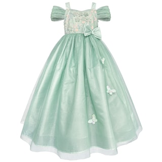 Foto 2 | Vestido De Fiesta Verde Para Niña Con Mariposas Y Moño Gerat