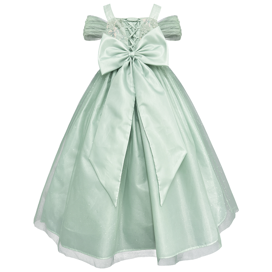 Foto 4 pulgar | Vestido De Fiesta Verde Para Niña Con Mariposas Y Moño Gerat