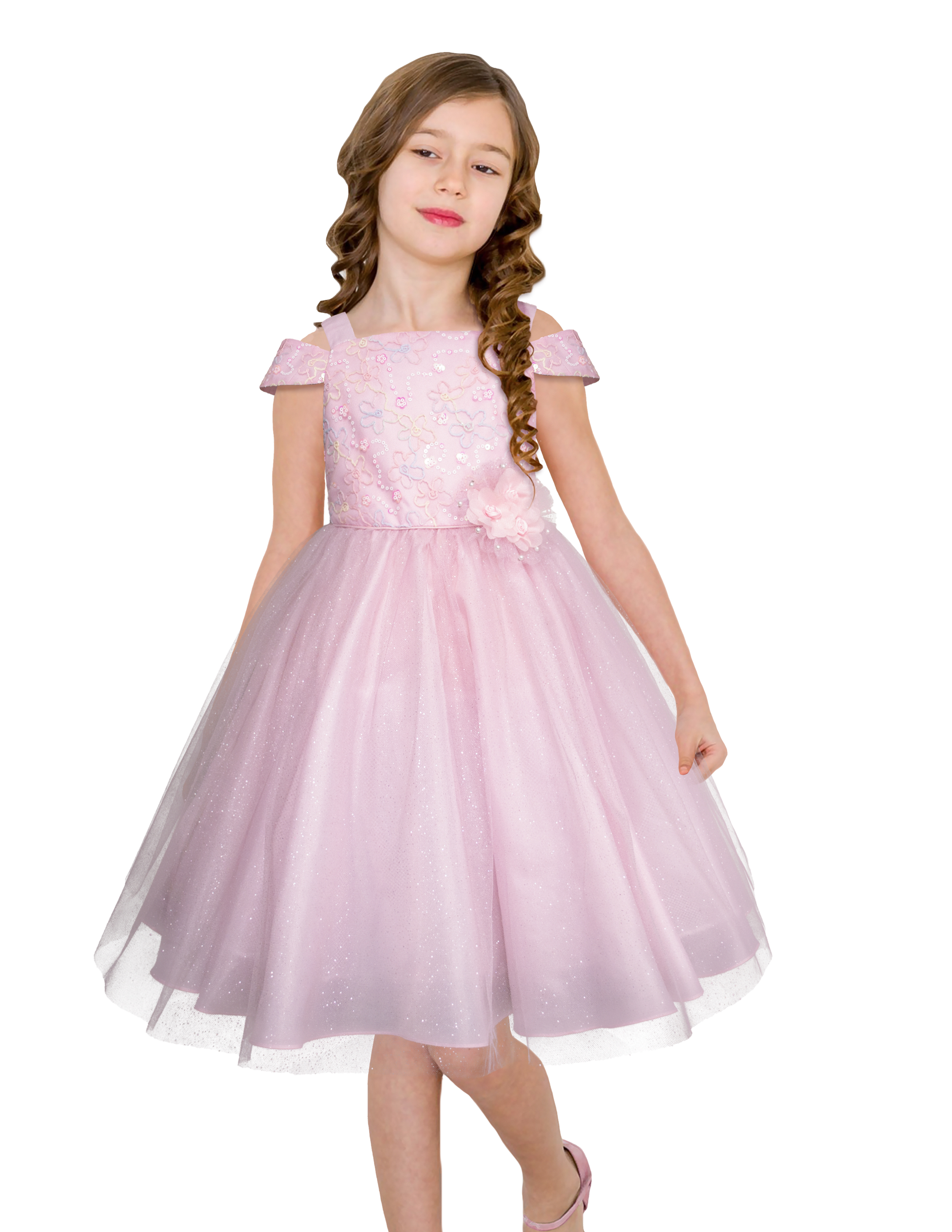 Foto 2 pulgar | Vestido De Fiesta Rosa Con Tul Para Niña Gerat