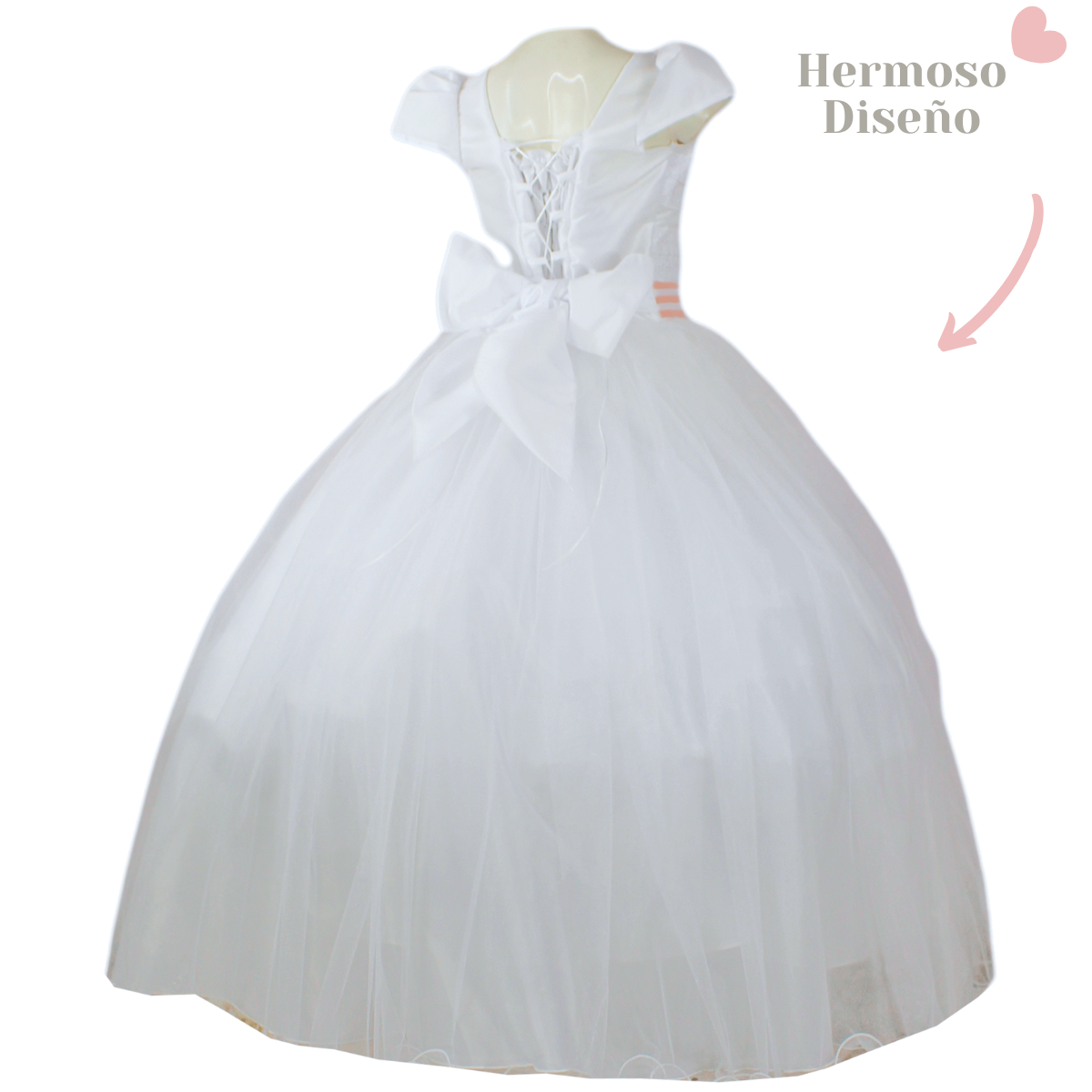 Foto 5 pulgar | Vestido Primera Comunión Blanco Niña + Incluye Crinolina Esp