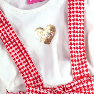 Foto 3 | Jumper Color Rojo Cuadriculado, Blusa Blanca Y Aplicaciones Doradas Para Niña