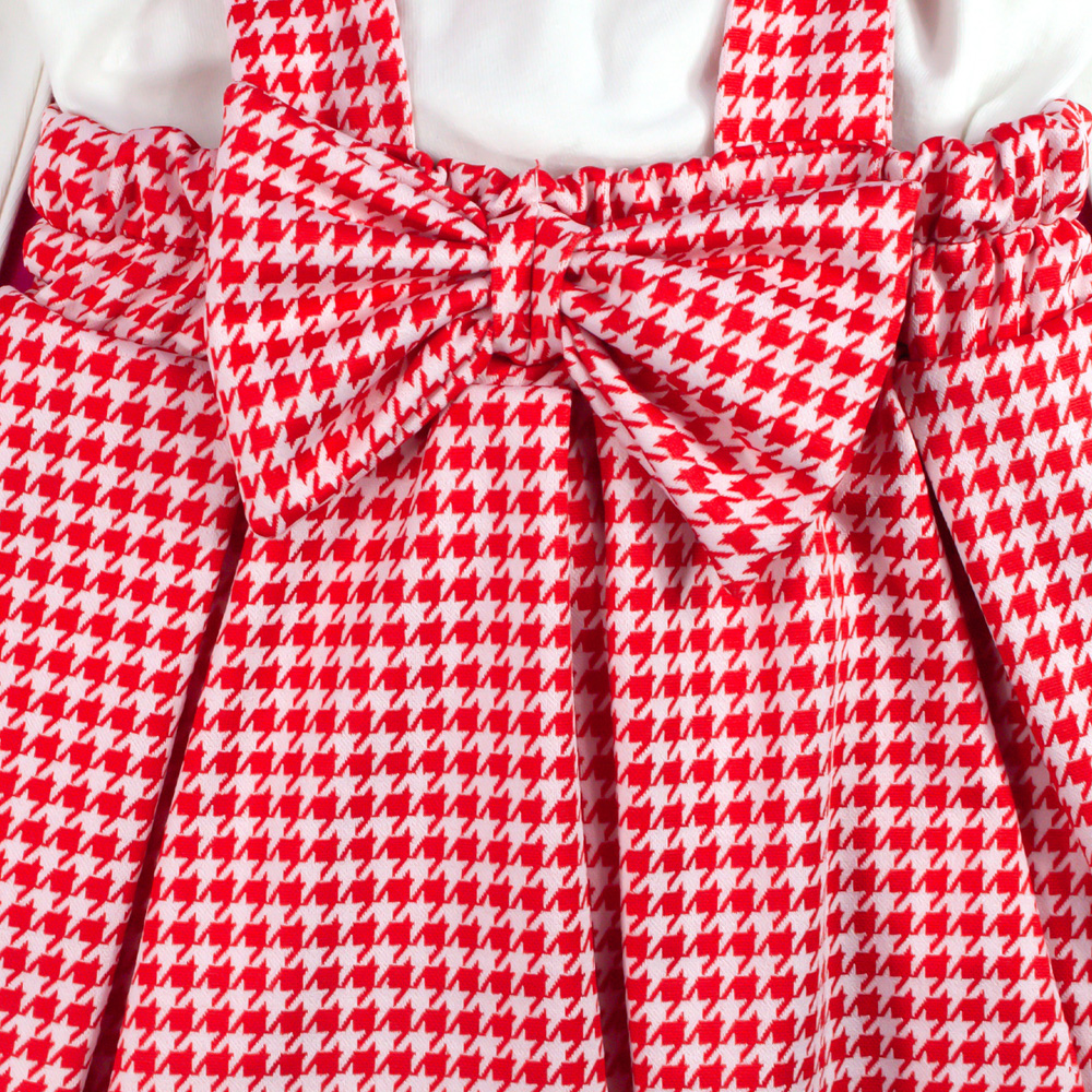 Foto 6 | Jumper Color Rojo Cuadriculado, Blusa Blanca Y Aplicaciones Doradas Para Niña