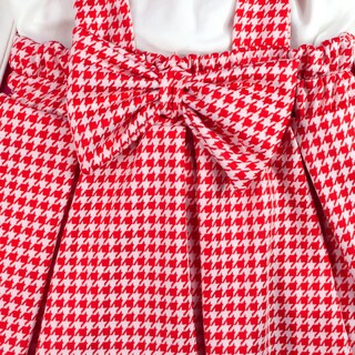 Foto 6 | Jumper Color Rojo Cuadriculado, Blusa Blanca Y Aplicaciones Doradas Para Niña