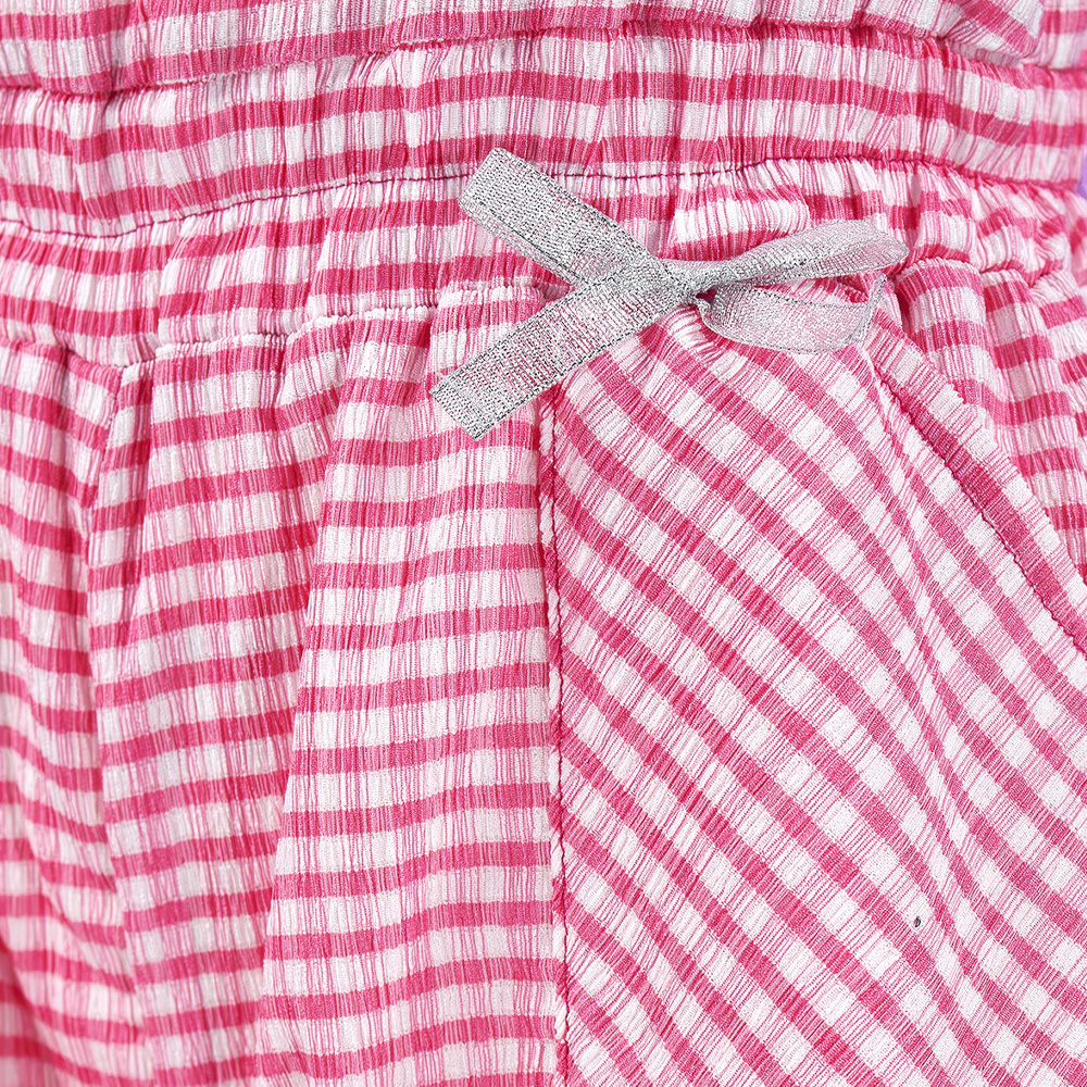 Foto 2 | Rumper A Cuadros Con Logo De Barbie Y Moñito En La Cintura Para Niña