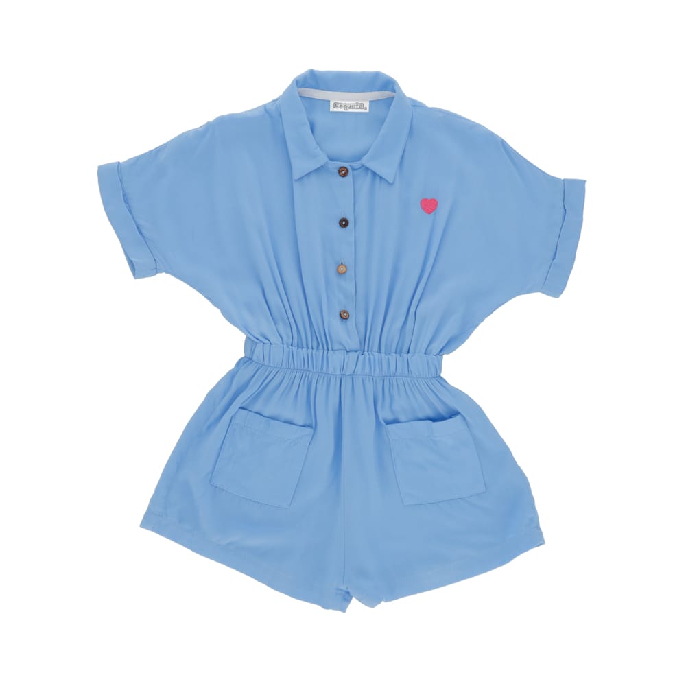 Foto 3 pulgar | Jumpsuit Coqueta Para Niña De Rayón En  Azul Con Botones