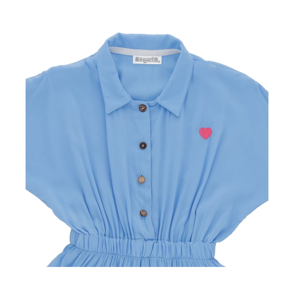 Foto 4 pulgar | Jumpsuit Coqueta Para Niña De Rayón En  Azul Con Botones