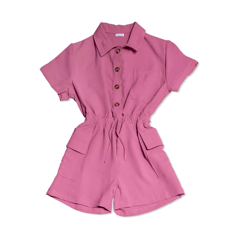 Jumper Coqueta Para Niña De Poliéster En Fiusha Con Ajuste En Cintura $520
