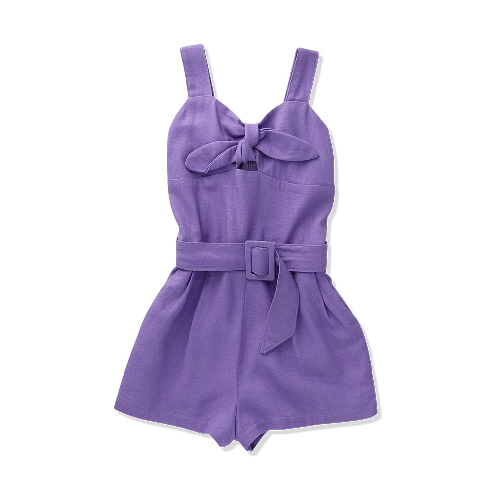Foto 1 | Jumper Coqueta Para Niña De Rayón En Lila Con Moño Y Cinturón