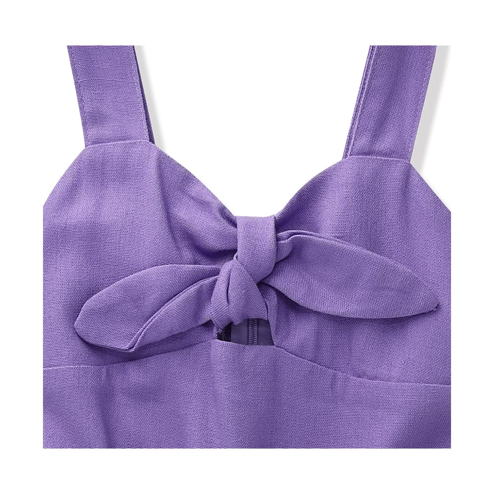 Foto 2 | Jumper Coqueta Para Niña De Rayón En Lila Con Moño Y Cinturón