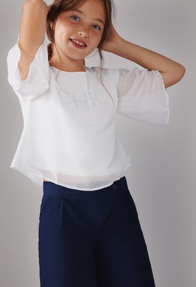 Foto 5 | Blusa Manga Olán Blanca Chic Boboli